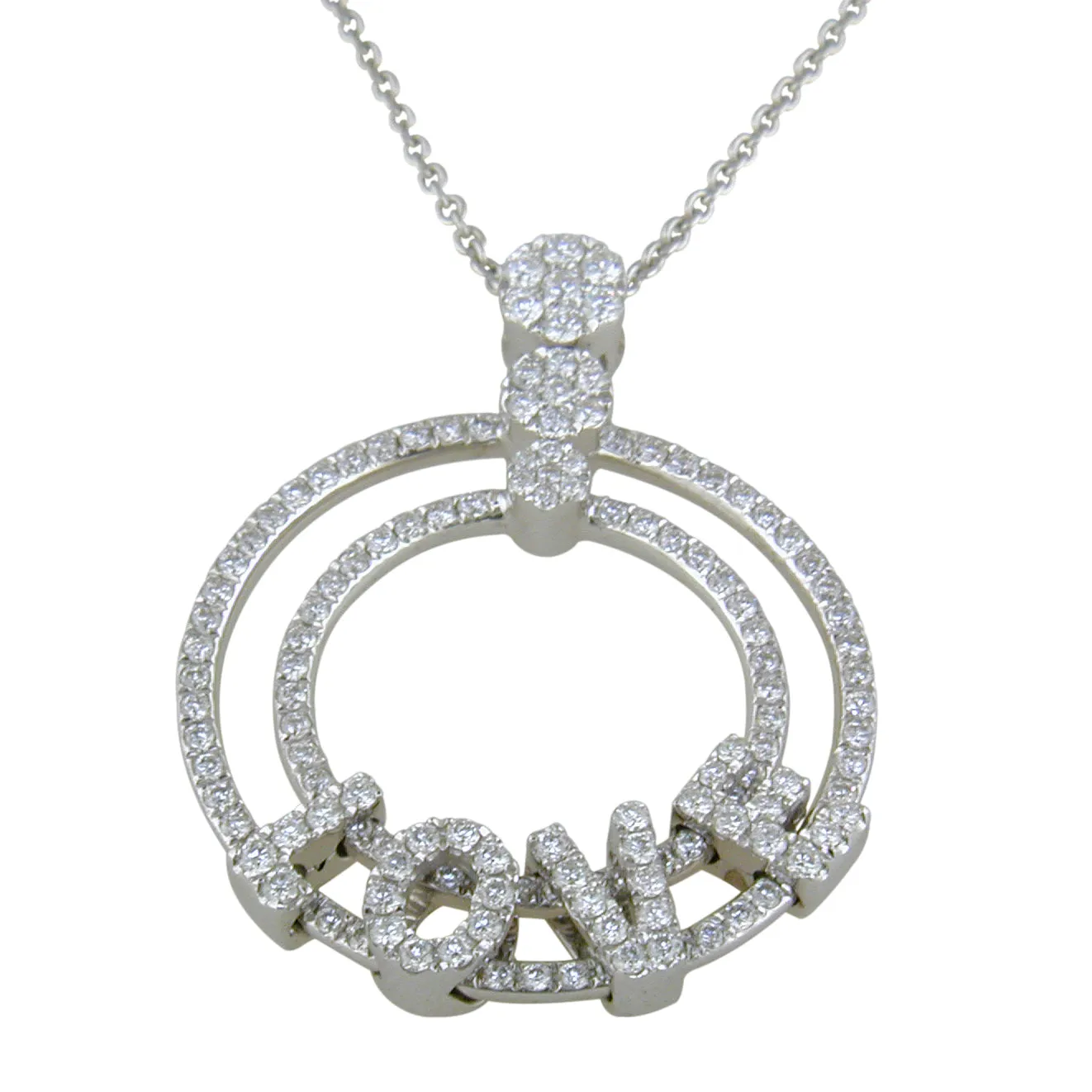 Hulchi Belluni 18K White Gold "Love" Diamond Necklace