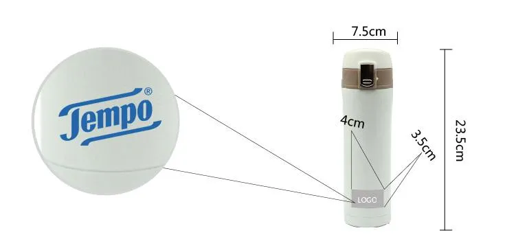 Insulated Drinking Bottle With Push Button Flip Cap