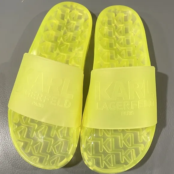 Karl Lagerfeld Neon Yellow Jelly Slides