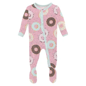 Kickee Pants Print Ruffle Classic Footie with 2 Way Zipper- Cake Pop Donuts and Sprinkles