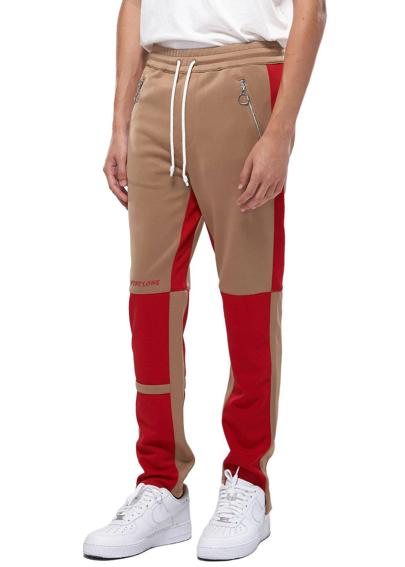 Konus Men's Color Blocked Track pants in Camel