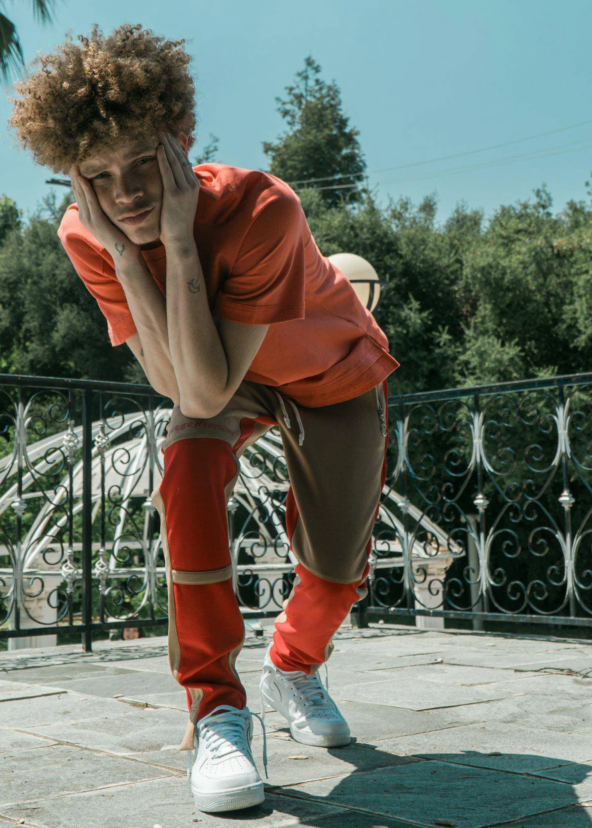 Konus Men's Color Blocked Track pants in Camel