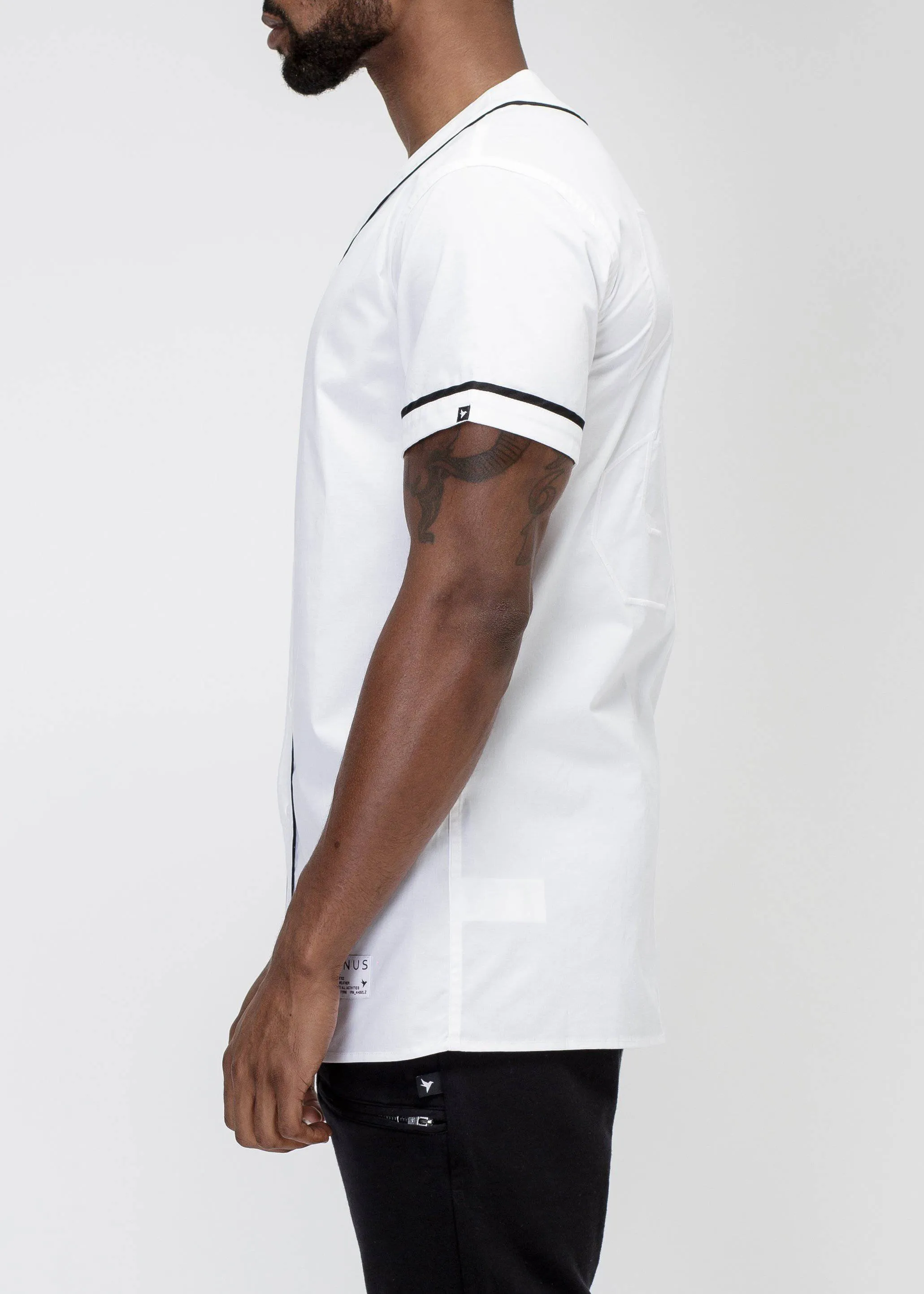 Konus Men's Woven Baseball Jersey Shirt in White