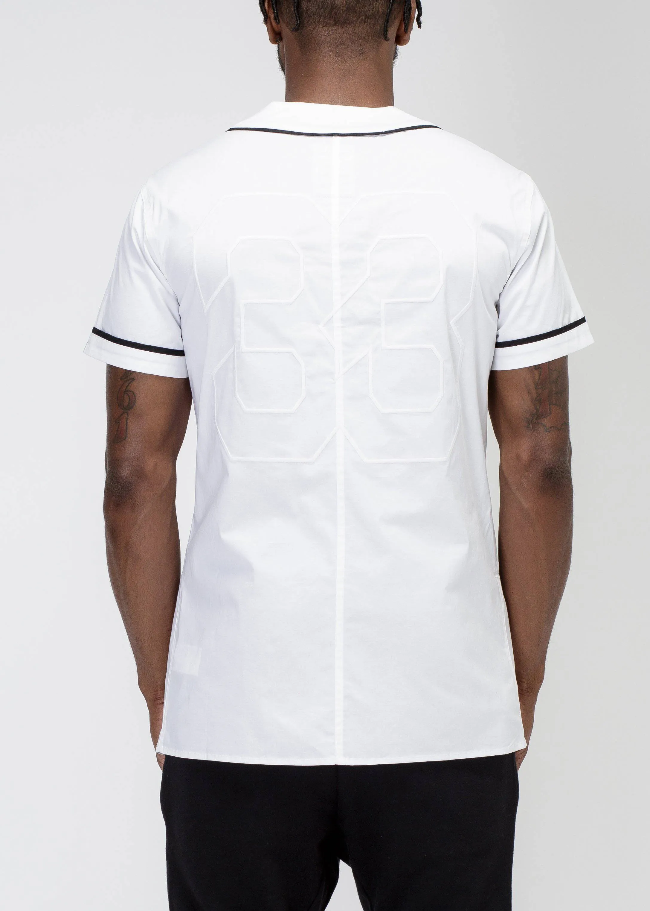 Konus Men's Woven Baseball Jersey Shirt in White