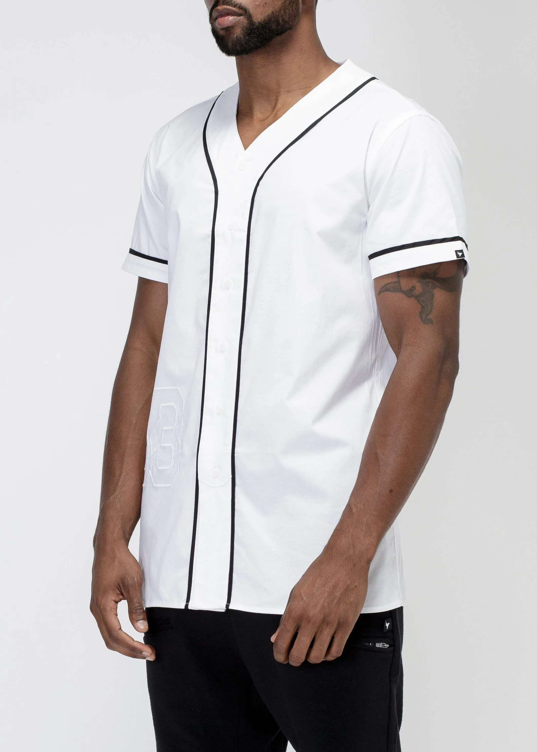 Konus Men's Woven Baseball Jersey Shirt in White