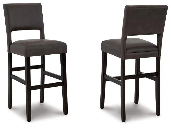 Leektree Gray/Brown Bar Height Bar Stool (Set of 2)