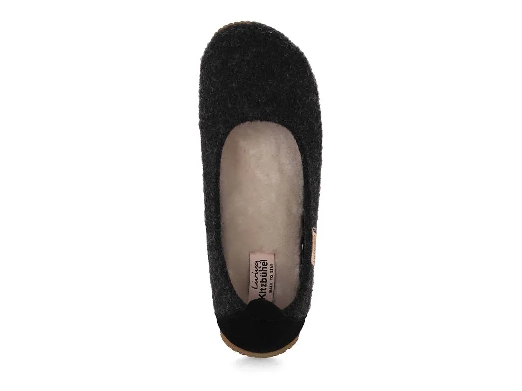 Living Kitzbühel Women Pure Wool Ballerinas 'un'i, anthra