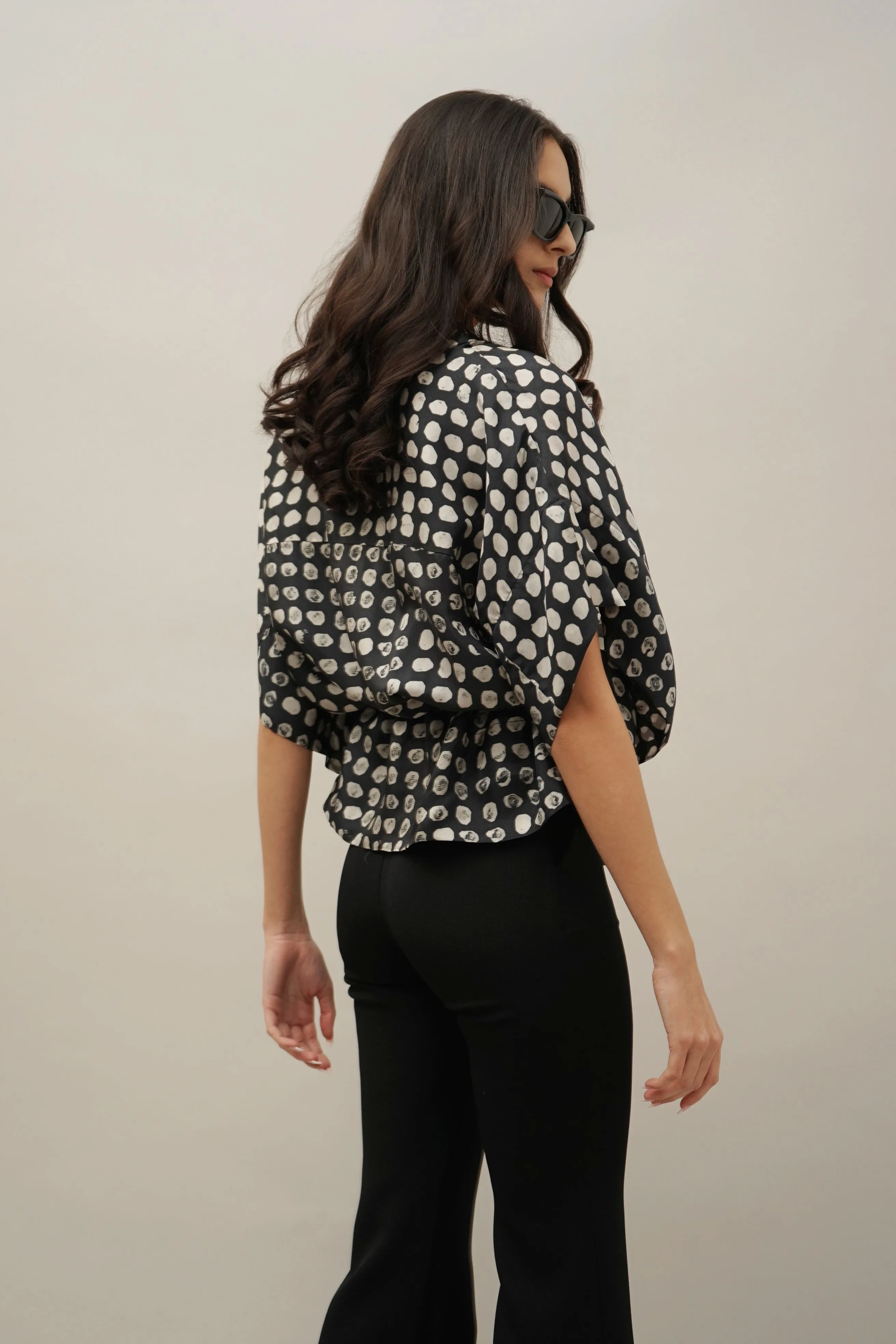Loretta Abstract Dot Print Elegant Top
