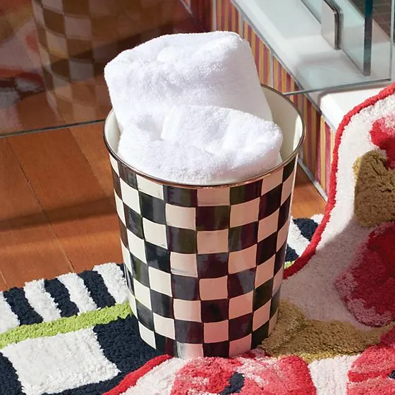 Mackenzie-Childs Courtly Check Enamel Waste Bin