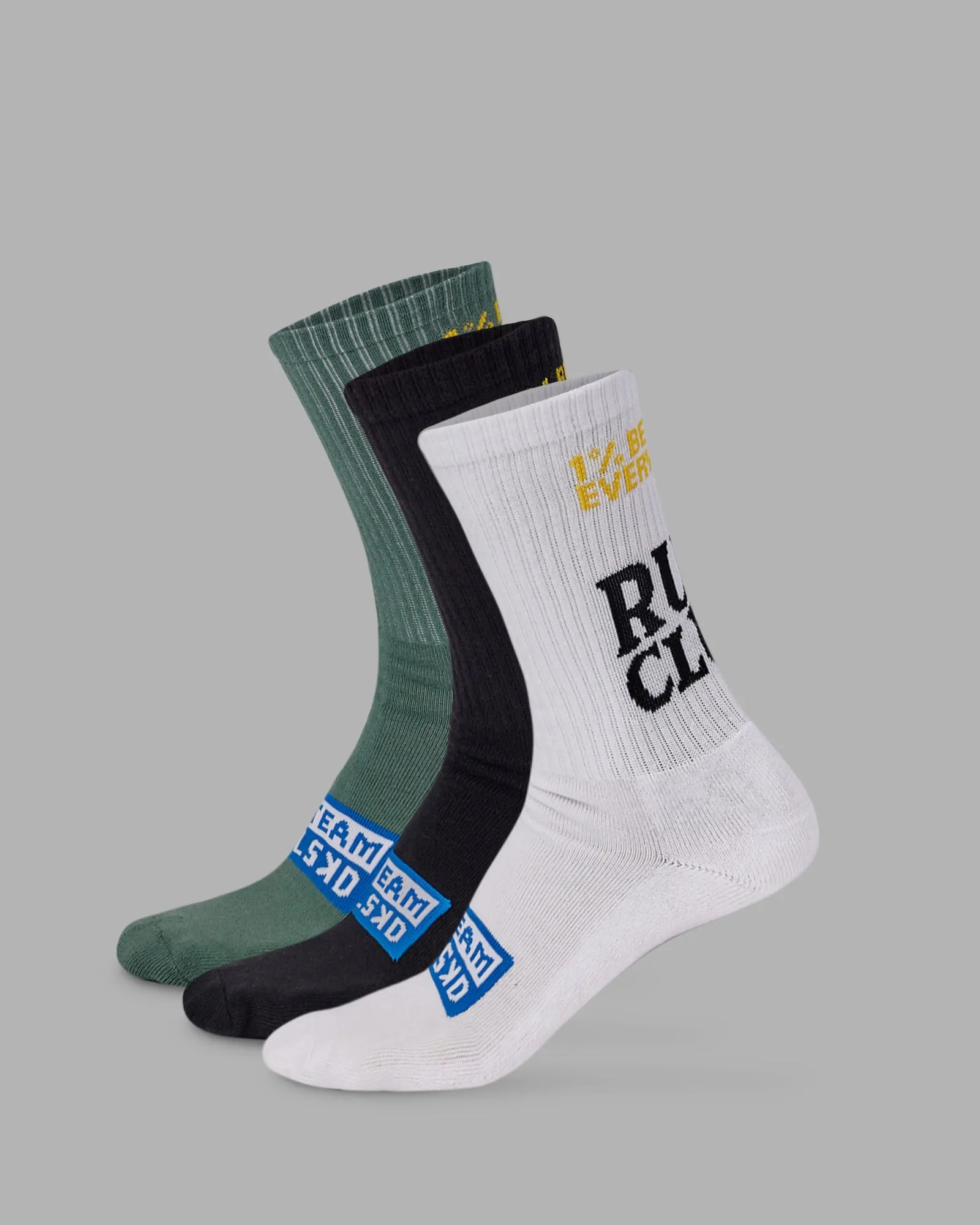 Mash-Up 3 Pack Crew Socks - White-Black-Sagebrush