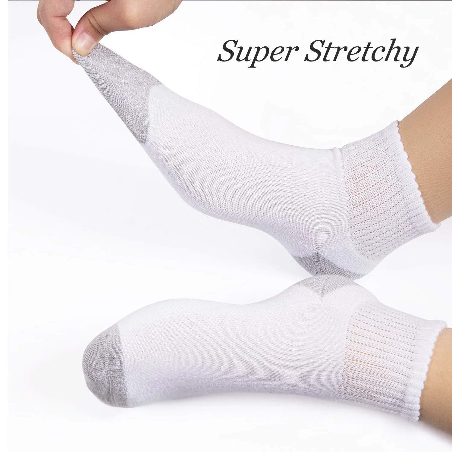 MD Bamboo Non-Binding Ankle Socks with Seamless Toe and Cushion Sole (2 Pairs)