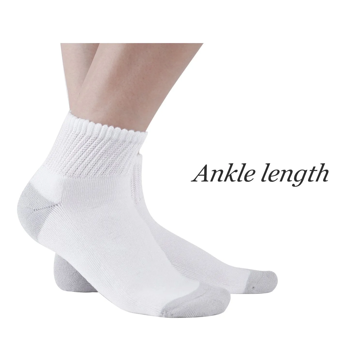 MD Bamboo Non-Binding Ankle Socks with Seamless Toe and Cushion Sole (2 Pairs)