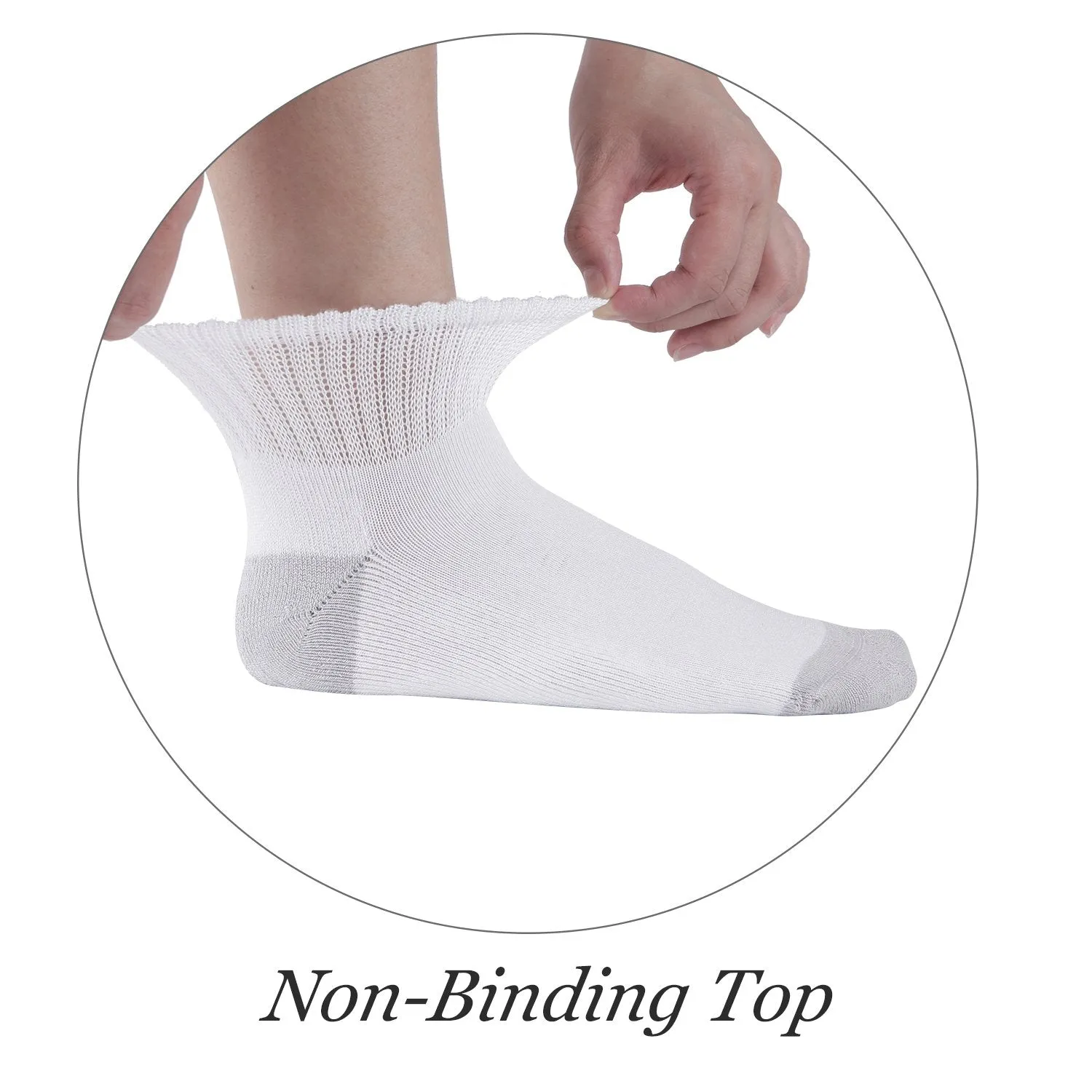 MD Bamboo Non-Binding Ankle Socks with Seamless Toe and Cushion Sole (2 Pairs)