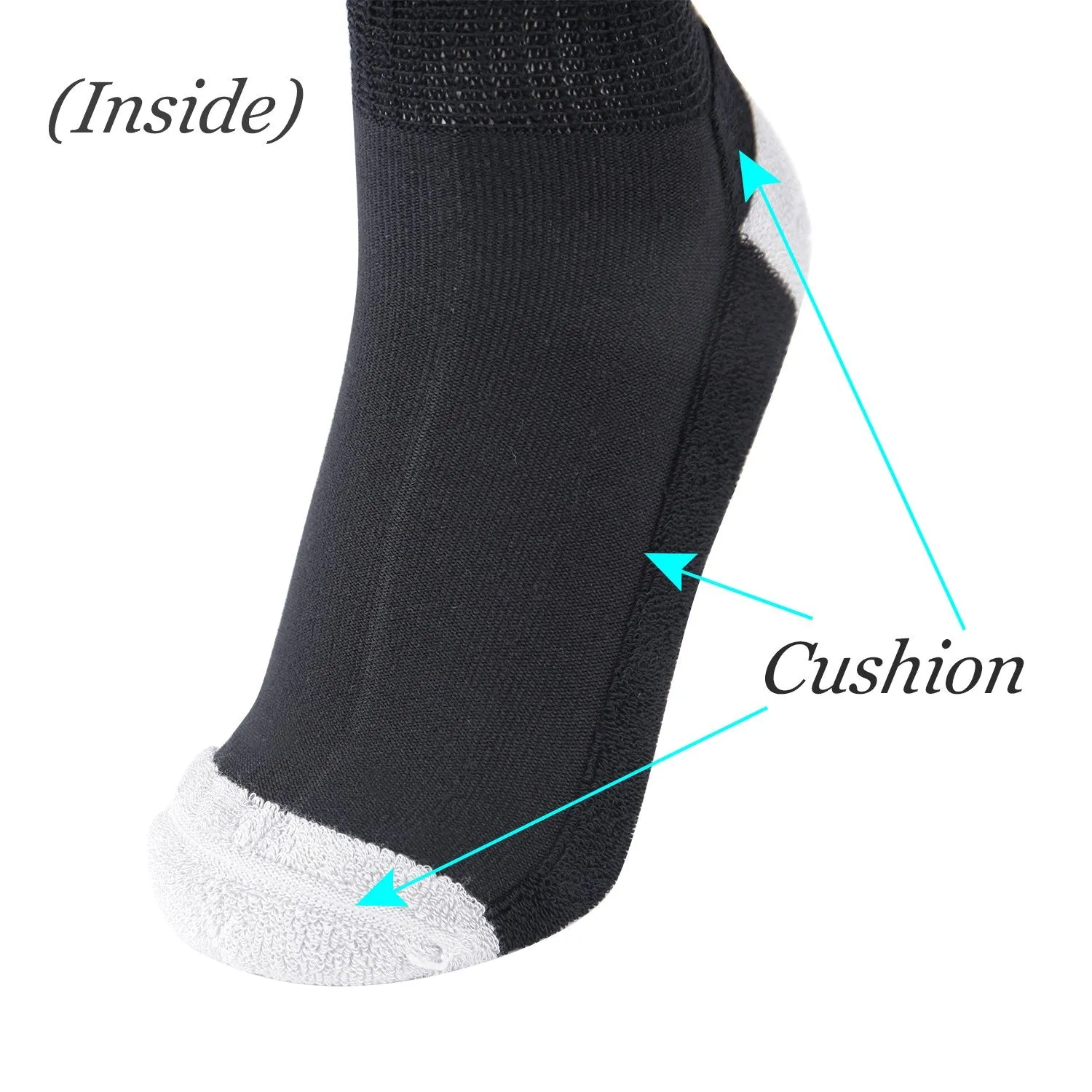 MD Bamboo Non-Binding Ankle Socks with Seamless Toe and Cushion Sole (2 Pairs)
