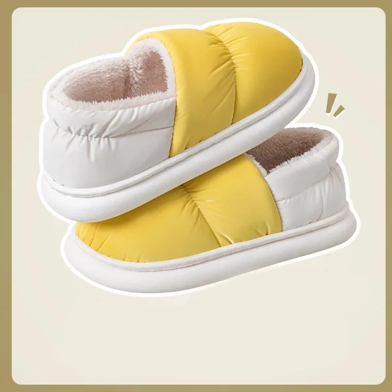 Men's cotton slippers for autumn and winter with a bag heel and warm, waterproof and oversized women's woolen cotton shoes