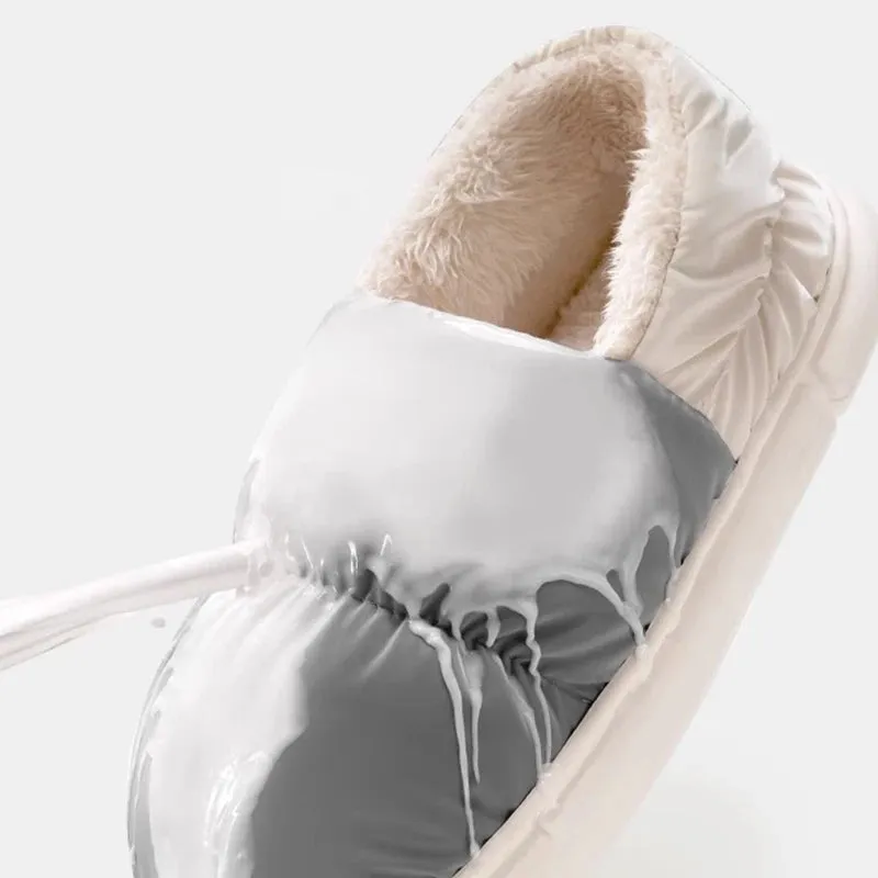 Men's cotton slippers for autumn and winter with a bag heel and warm, waterproof and oversized women's woolen cotton shoes