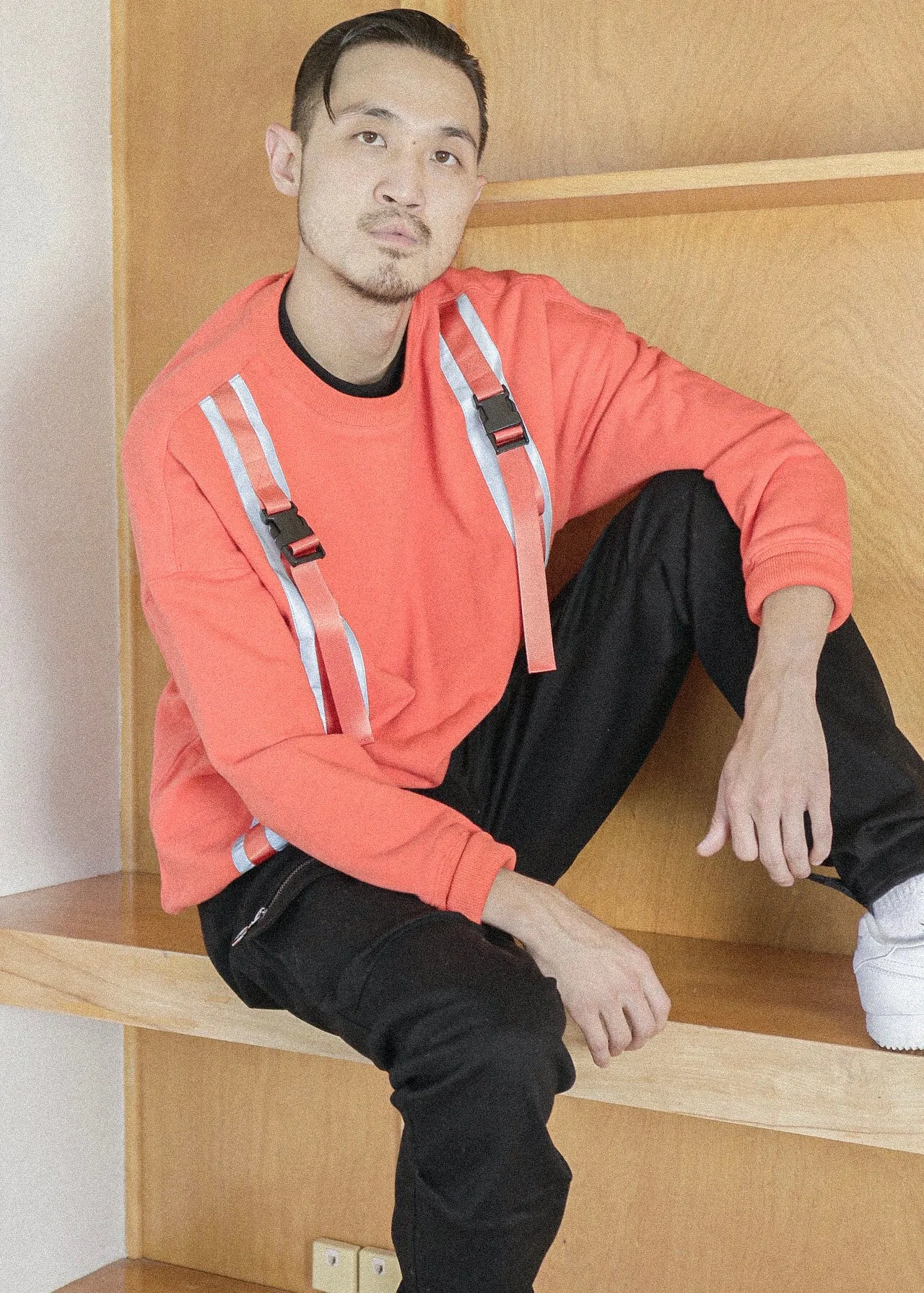 Men's Reflective Tape Sweatshirt in Orange