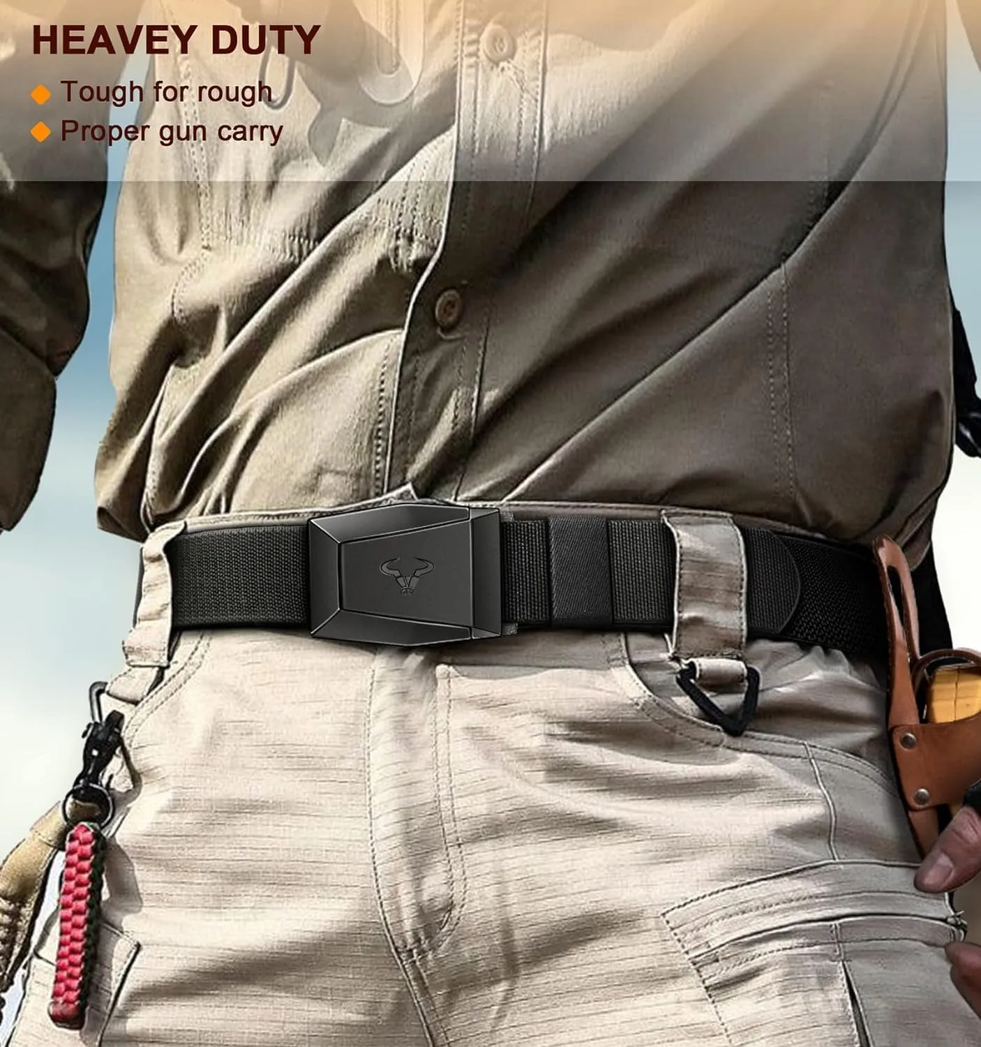 Men's Tactical Belt, Stretch Nylon Belt for Men 1.5"