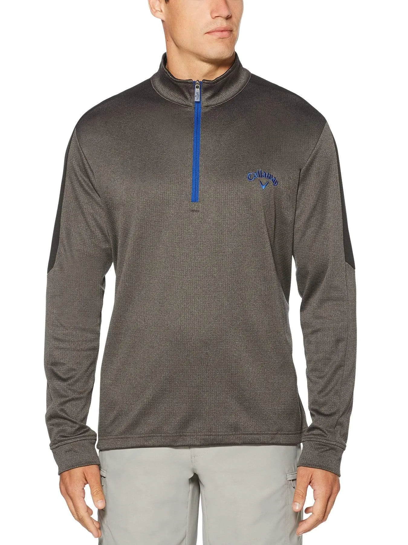 Mens Thermal Heathered Waffle Fleece Mid-Layer