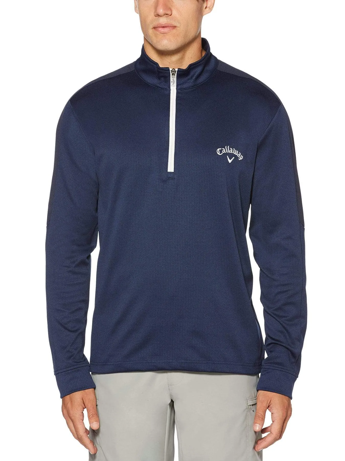 Mens Thermal Heathered Waffle Fleece Mid-Layer