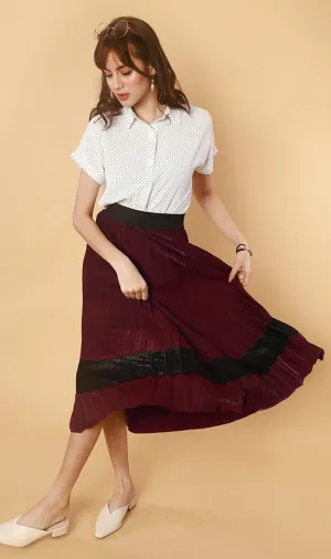 MERLOT Pleated Midi Skirt (Wine)