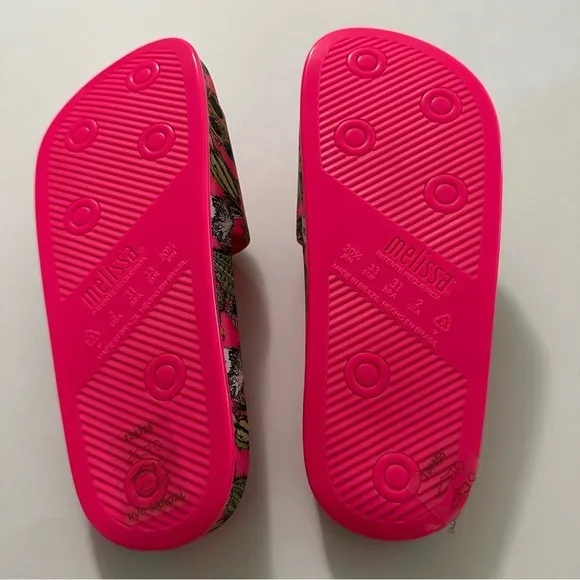 Mini Melissa Hot Pink Llama Cactus Print Slides