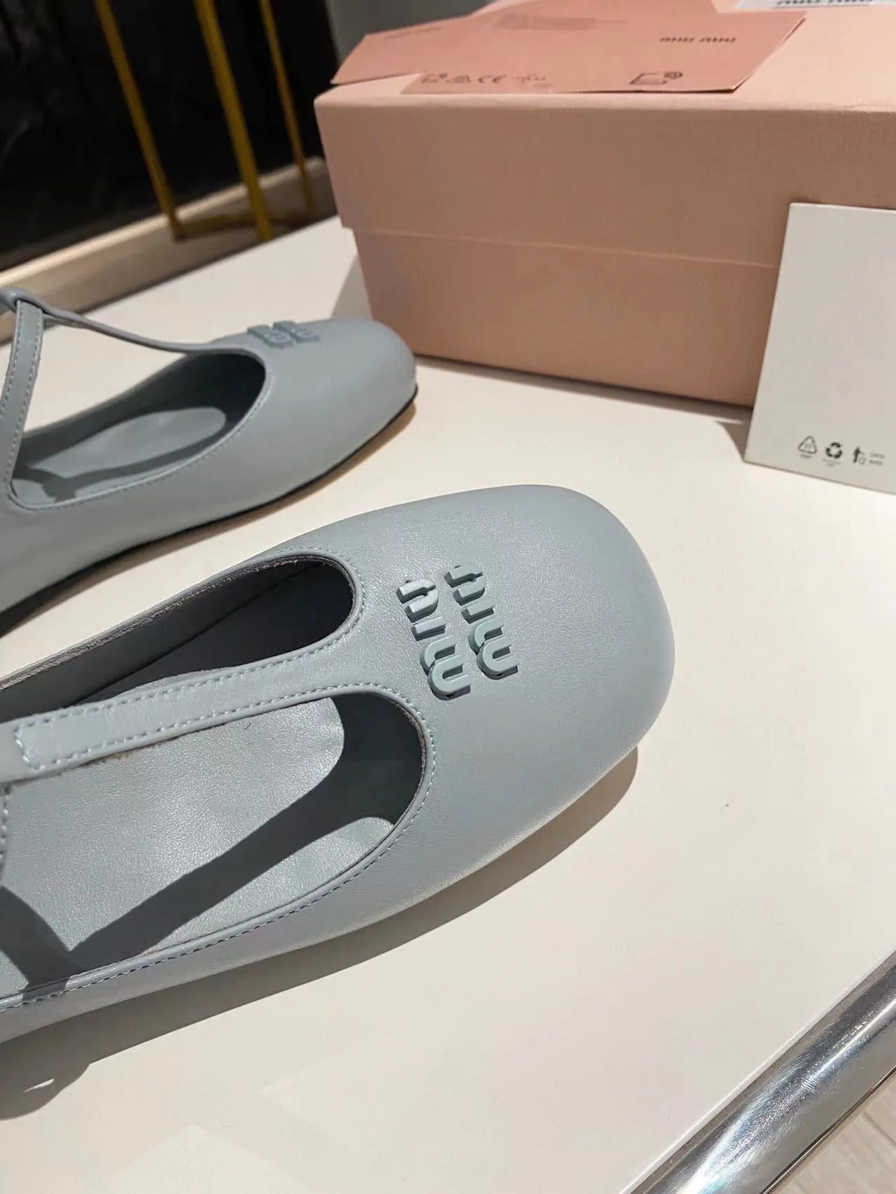 Miu ballerinas cloud blue calfskin