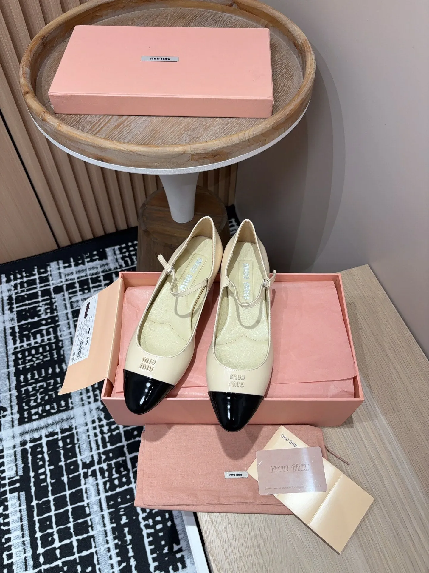Miu Mary Jane Beige Shiny Lambskin