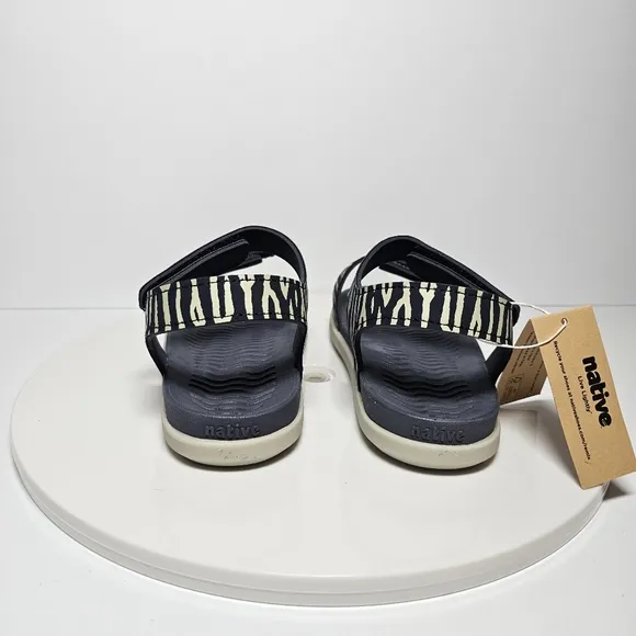 Native Charley Print Sandal Hook-And-Loop Adjustable Straps Zebra Black White 12