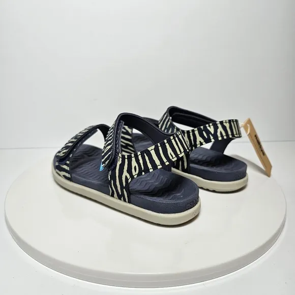 Native Charley Print Sandal Hook-And-Loop Adjustable Straps Zebra Black White 12