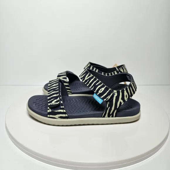 Native Charley Print Sandal Hook-And-Loop Adjustable Straps Zebra Black White 12