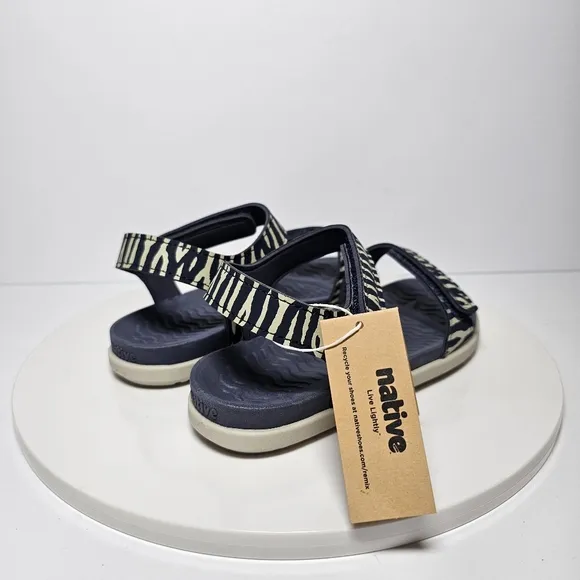 Native Charley Print Sandal Hook-And-Loop Adjustable Straps Zebra Black White 12