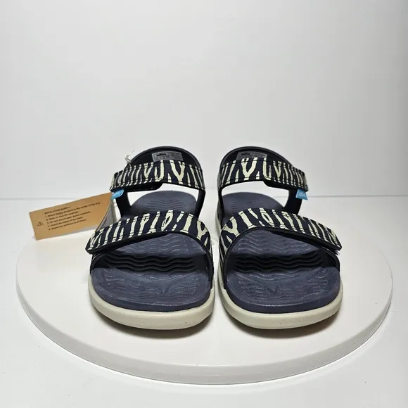 Native Charley Print Sandal Hook-And-Loop Adjustable Straps Zebra Black White 12