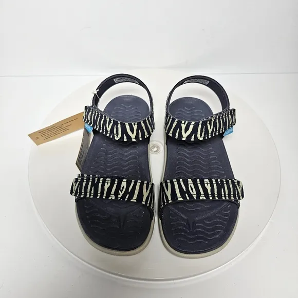 Native Charley Print Sandal Hook-And-Loop Adjustable Straps Zebra Black White 12