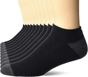 New Amazon Essentials Men's Standard 10-Pack Cotton Half Cushioned Low Cut Socks, Black/Grey, shoe size 12-16