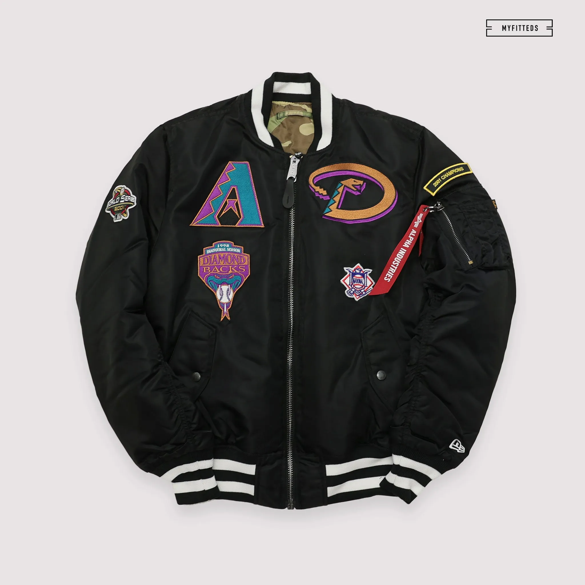 NEW ERA X ALPHA INDUSTRIES ARIZONA DIAMONDBACKS REVERSIBLE BOMBER JACKET