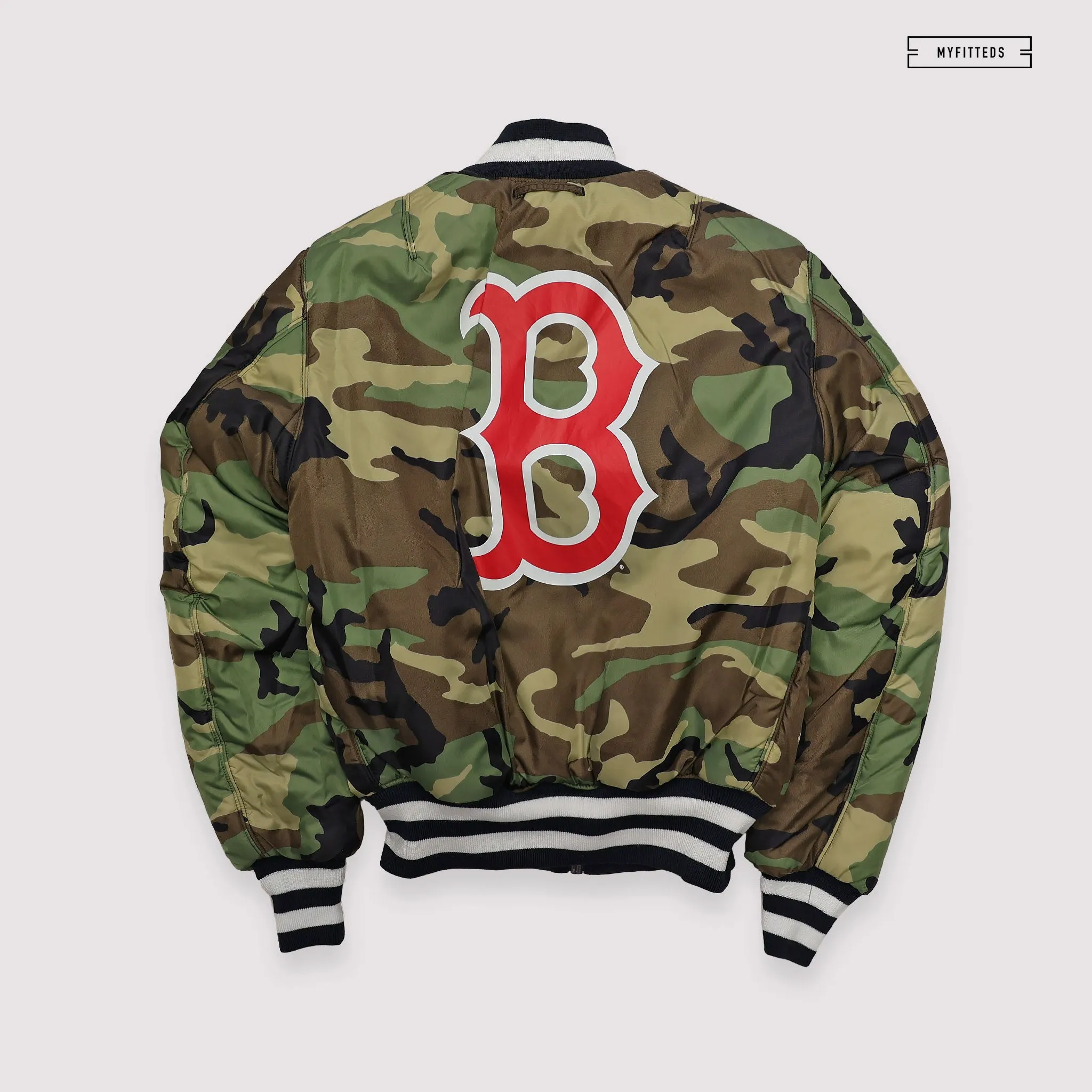 NEW ERA X ALPHA INDUSTRIES BOSTON RED SOX REVERSIBLE BOMBER JACKET