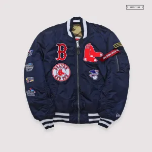 NEW ERA X ALPHA INDUSTRIES BOSTON RED SOX REVERSIBLE BOMBER JACKET