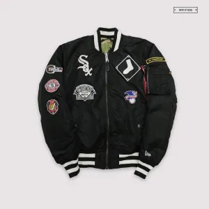 NEW ERA X ALPHA INDUSTRIES CHICAGO WHITE SOX REVERSIBLE BOMBER JACKET