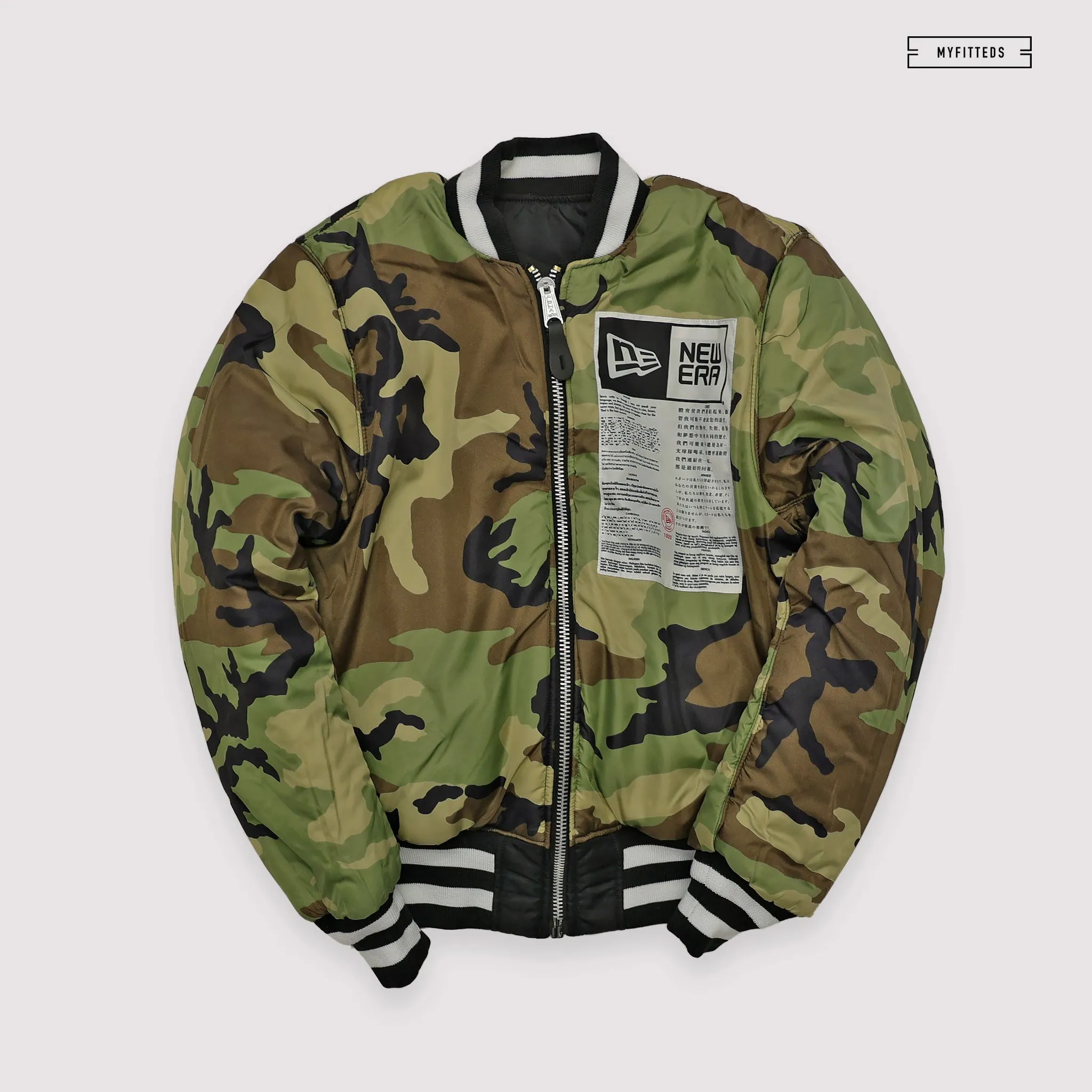 NEW ERA X ALPHA INDUSTRIES FLORIDA MARLINS REVERSIBLE BOMBER JACKET