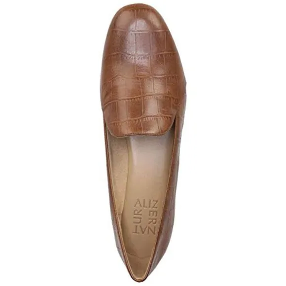 NEW Naturalizer Youth Kit 2 Maple Croco Embossed Print Driving Loafer Brown