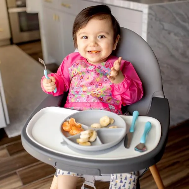 New! Snap & Go™ Easy-wear Long Sleeve Bib-Aqua Swan (Min. of 2, multiples of 2)