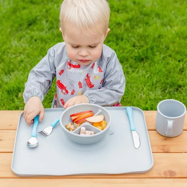 New! Snap & Go™ Easy-wear Long Sleeve Bib-Aqua Swan (Min. of 2, multiples of 2)