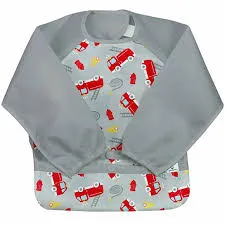 New! Snap & Go™ Easy-wear Long Sleeve Bib- Gray Firetruck (Min. of 2, multiples of 2)