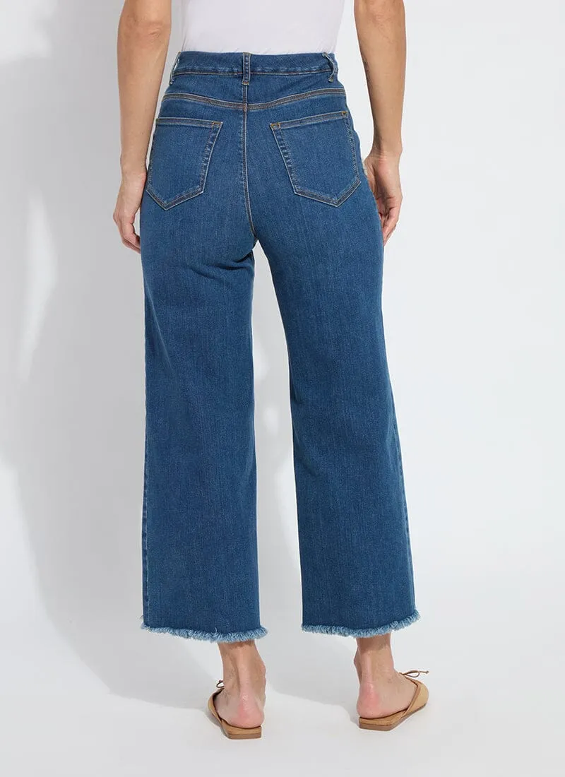 Noah Hi Waist Crop Wide Fringe Denim in Authentic Midwash
