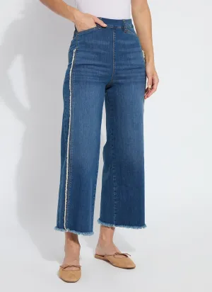 Noah Hi Waist Crop Wide Fringe Denim in Authentic Midwash
