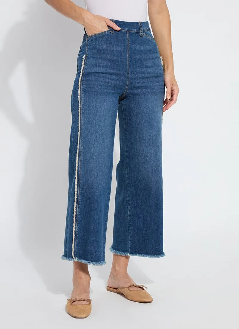 Noah Hi Waist Crop Wide Fringe Denim in Authentic Midwash