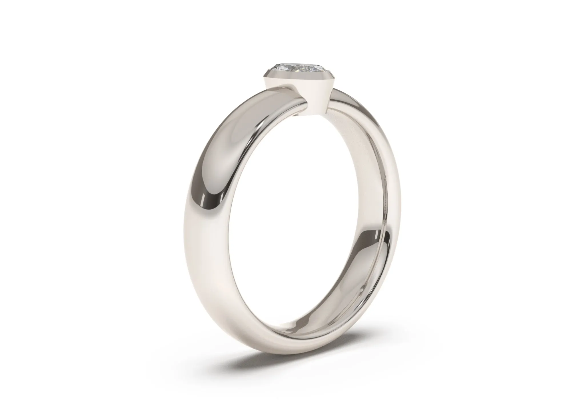 Oval Elegant Engagement Ring, White Gold & Platinum