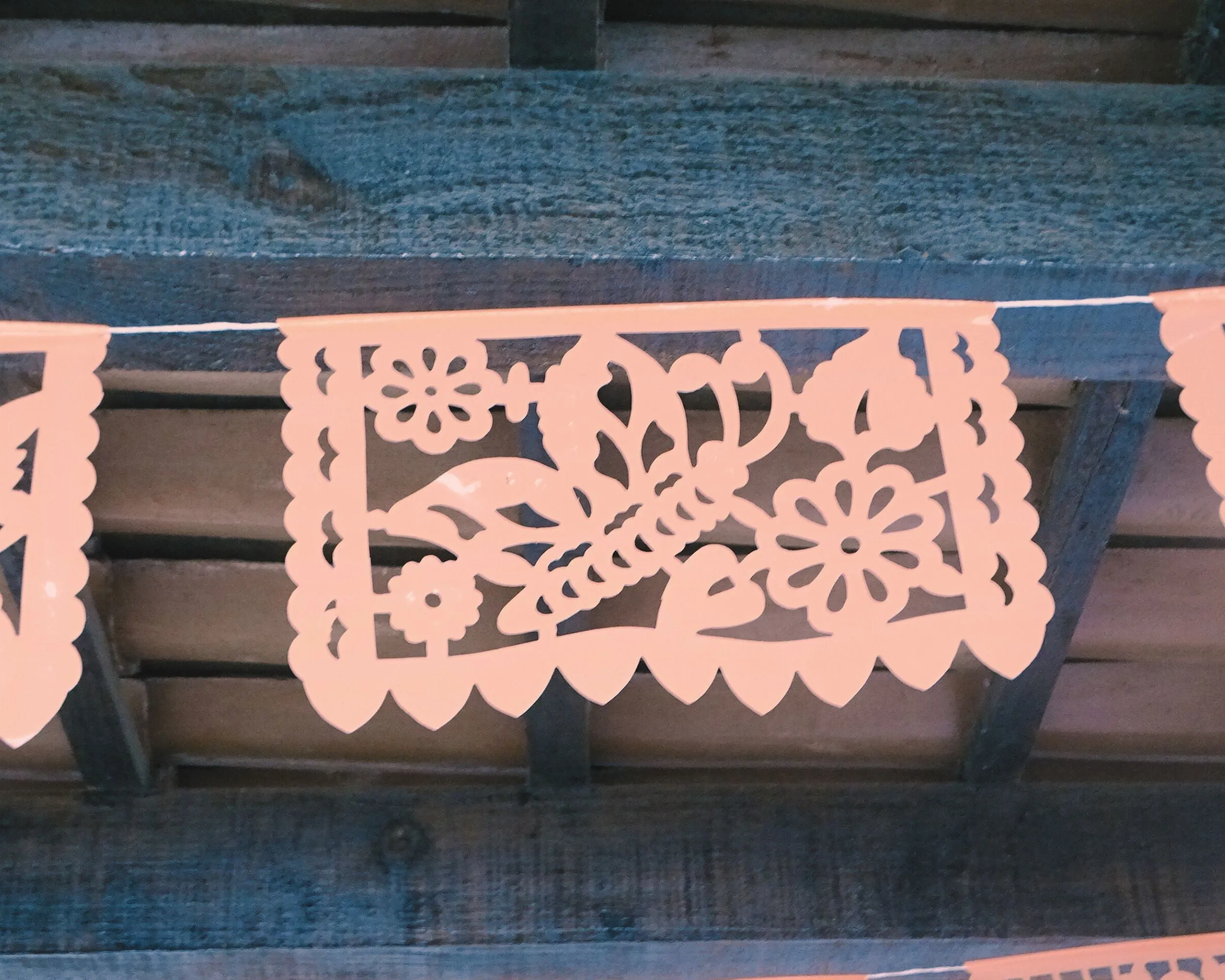 Peach Plastic Papel picado banners 3 pk|Plastic