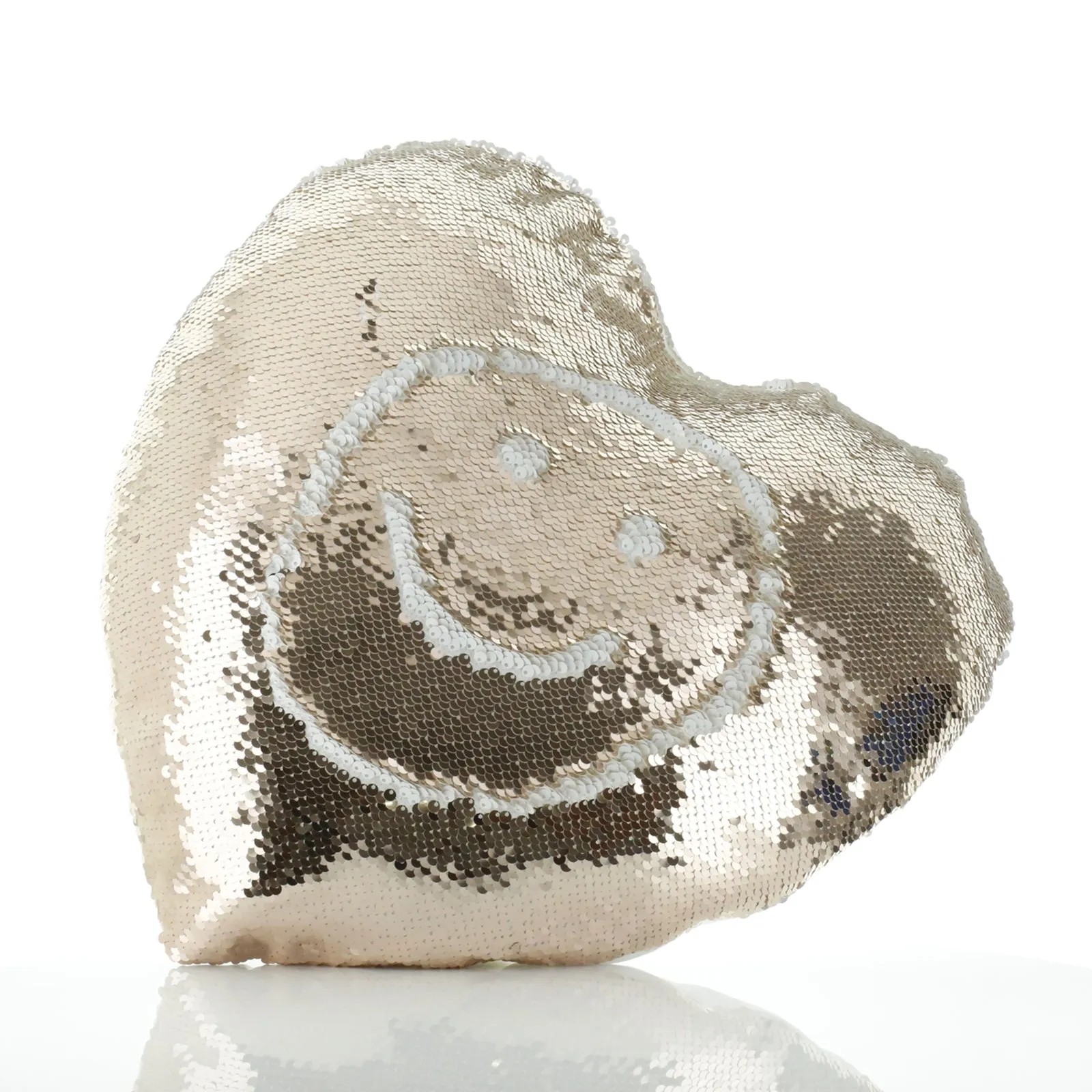 Personalised Sequin Heart Cushion with White Lamb Pink Bunny Ears and Flowers and Cute Text